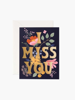 I Miss You On Black With Flowers Card - Rp2