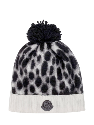 Moncler Kids Logo Patch Pompom Beanie