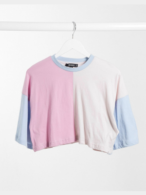 Missguided Co-ord Colorblock Oversized Crop T-shirt