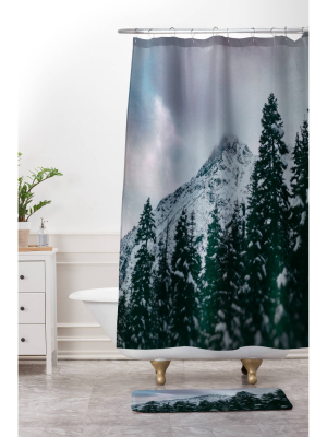 North Cascade Winter Shower Curtain Black - Deny Designs