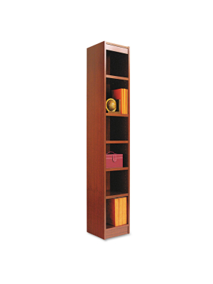 Alera Narrow Profile Bookcase, Wood Veneer, Six-shelf, 12w X 72h, Medium Cherry Bcs67212mc