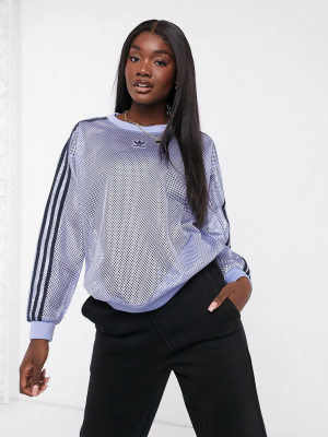 Adidas Originals Mesh Crew Neck Sweatshirt In Blue