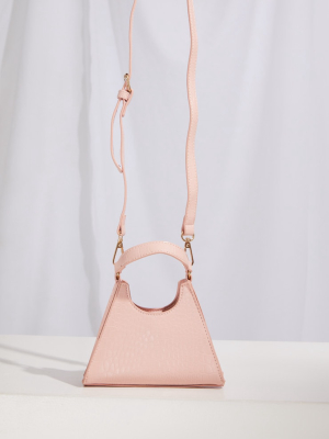 Pink Pu Triangle Mini Cross Body Bag