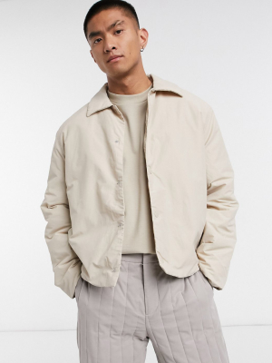 Weekday Teddy Padded Jacket In Beige