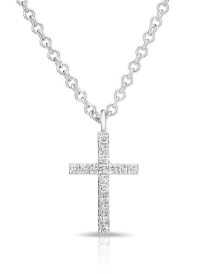 14kt White Gold Diamond Cross Necklace