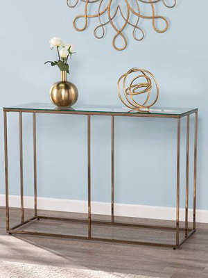 Nicholas Contemporary Glass Top Console Table Champagne - Aiden Lane