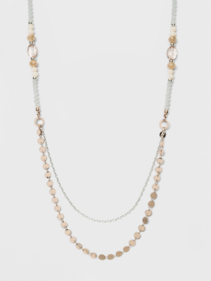 Multi Chains And Beads Long Necklace - A New Day™ Silver/rose Gold