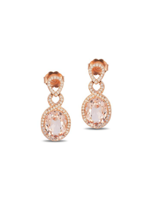 Effy Blush 14k Rose Gold Morganite And Diamond Earrings, 4.18 Tcw