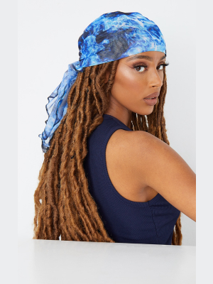 Blue Fire Print Mesh Bandana