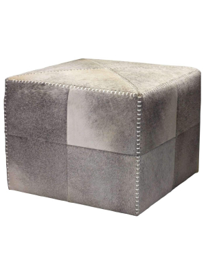 Large Ottoman In Grey Hide