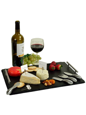 Picnic At Ascot Large Handcrafted Natural Slate Cheese Board/charcuterie Platter With Soapstone Chalk & Cheese Markers
