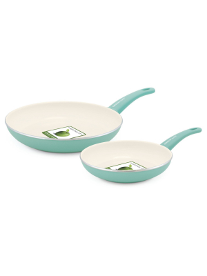 Greenlife Soft Grip Ceramic Non-stick Open Frypan 7"x10" Turquoise