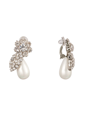 Gwinia Clip Earrings-rhodium/white