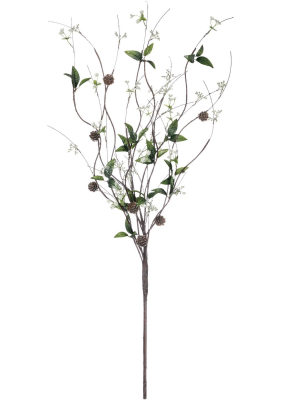 Sullivans Artificial Berry And Pinecone Glitter Branch 42"h Green