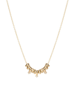 14k Small Rondelle And Prong Diamond Necklace