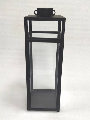 24" X 8" Decorative Metal Lantern Candle Holder Black - Threshold™