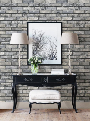 Painted Grey Brick Wallpaper From The Essentials Collection By Brewster Home Fashions