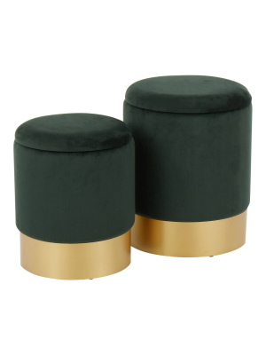 Set Of 2 Marla Contemporary Glam Nesting Ottomans - Lumisource