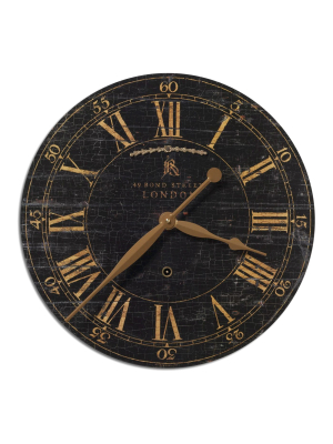 London Decorative Wall Clock Distressed Black - Uttermost