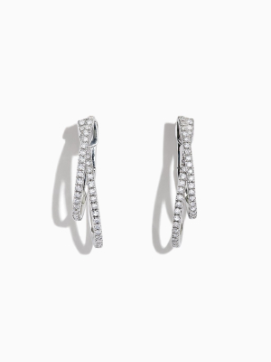 Effy Pave Classica 14k White Gold Diamond Earrings, 0.58 Tcw