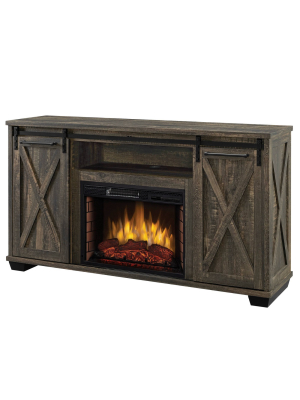 60" Rivington Infrared Media Electric Fireplace Rustic Brown - Muskoka