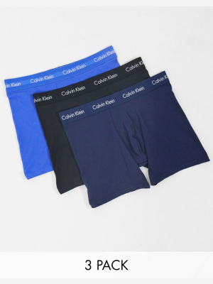 Calvin Klein 3 Pack Boxer Briefs With Logo Waistband In Multi