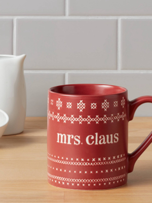 16oz Stoneware Mrs. Claus Christmas Mug Red - Threshold™