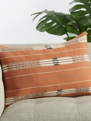 Phek Hand-loomed Tribal Pillow In Terracotta & Cream