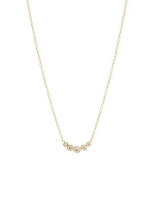 14k Graduated 5 Bezel Diamond Necklace