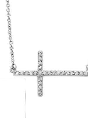 Pompeii3 Diamond Sideways Cross 14k White Gold 3/4" Wide