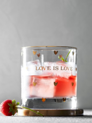 Gold Double Old-fashioned Glass, Love Is Love