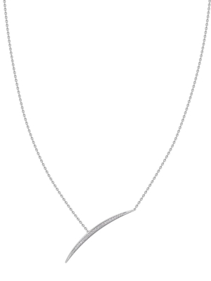 Armis Single Bar Necklace - 18ct White Gold & Diamond Pavé