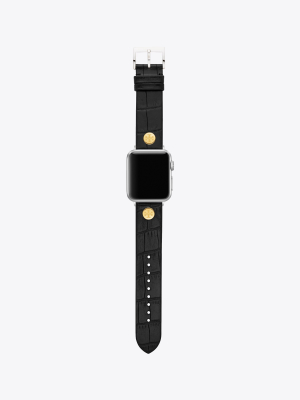 Croc-embossed Band For Apple Watch®, Black Leather, 38 Mm – 40 Mm