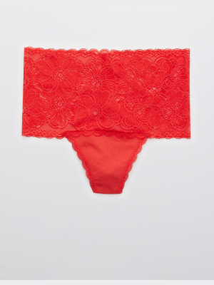 Aerie Festive Lace Thong Underwear