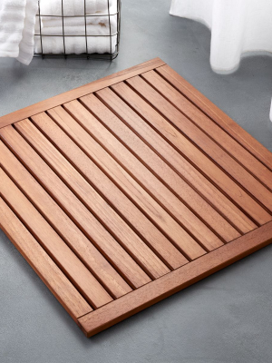 Lateral Teak Natural Bath Mat 21.75"x23"