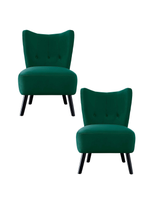 Homelegance Imani Mid Century Modern Velvet Accent Upholstered Living Room Bedroom Lounge Chair, Green (2 Pack)