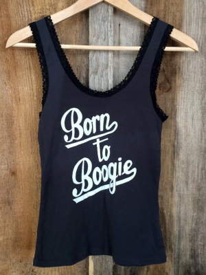 Born To Boogie Lace Tank Blk/white