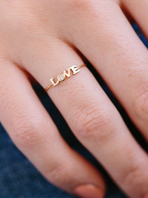 14k Itty Bitty Diamond Love Ring