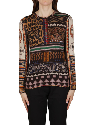 Etro Pattern Intarsia Panelled Jumper