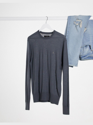 Allsaints Mode Merino Wool Logo Sweater In Shadow Blue