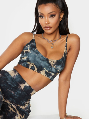 Shape Charcoal Tie Dye Thick Rib Strappy Bralet