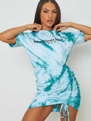 Teal Prettylittlething Tie Dye Ruched Side...