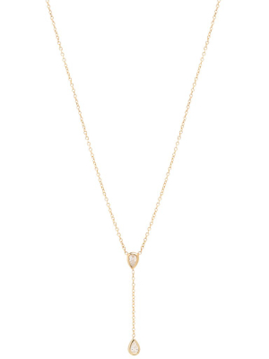 14k Gold Pear Diamond Drop Lariat