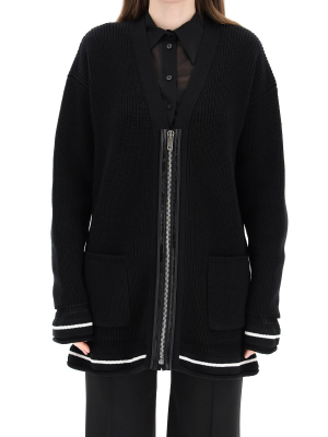 Givenchy Logo Intarsia Zip-up Cardigan