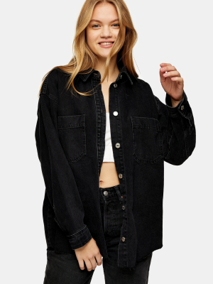 Washed Black Denim Shacket