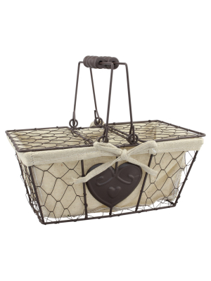 Metal Basket With Lid 5.5" X 11" Taupe - Ckk Home Décor