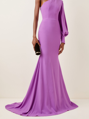 Marin Satin Crepe One-shoulder Gown