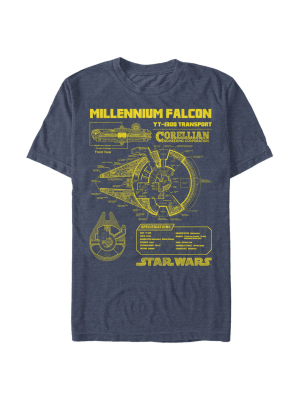 Men's Star Wars Millennium Falcon Schematics T-shirt