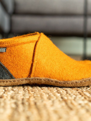 Men's Natural Sole Wool Tengries Slippers - Orange