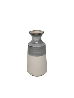 Small Ceramic Gray And White Vase